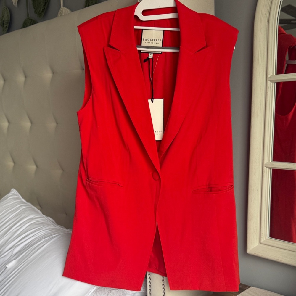 bagatelle Bold Red Sleeveless Blazer Vest